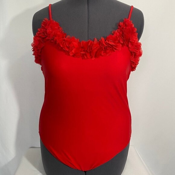 Red Sexy Ruffle Bathing Suit - Picture 1 of 11
